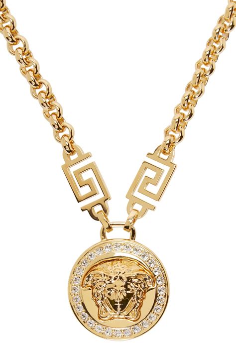 versace 3d medusa medallion necklace 18k gold plated|Versace Medusa necklace men's.